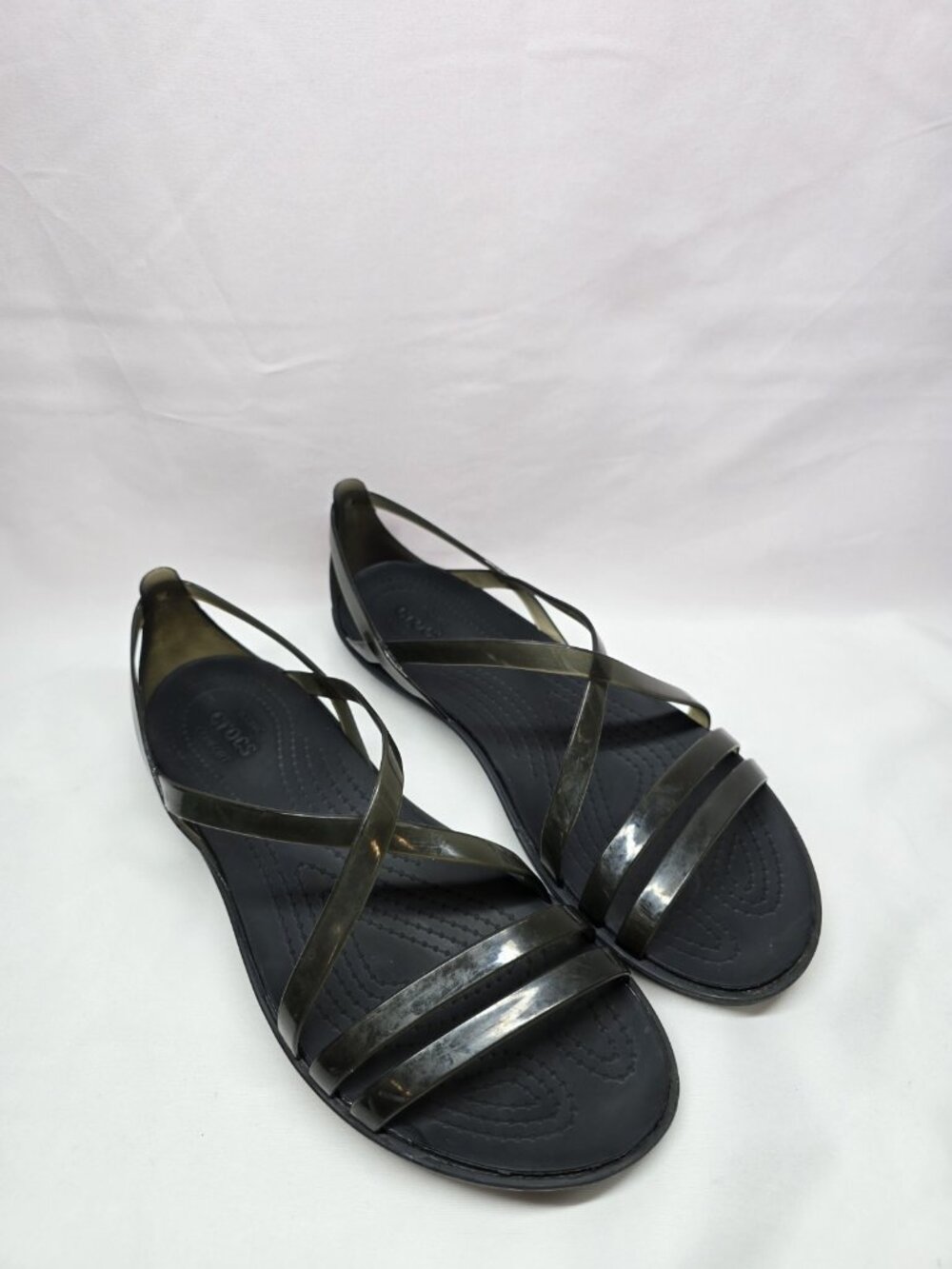 Crocs Isabella Strappy Jelly Sandals Womens 7 Black Slip On